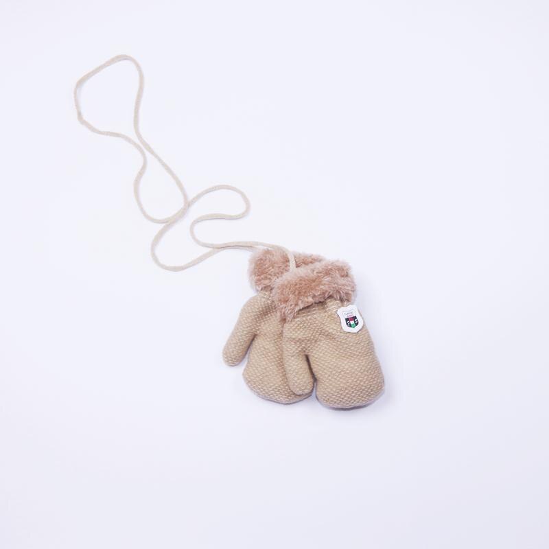 Inverno Caldo Guanti Del Bambino Del Capretto Della Ragazza Del Ragazzo Caldo Guanti Dito Guanti Foglia Corda Pulsante Solido Guanti: style 2 beige
