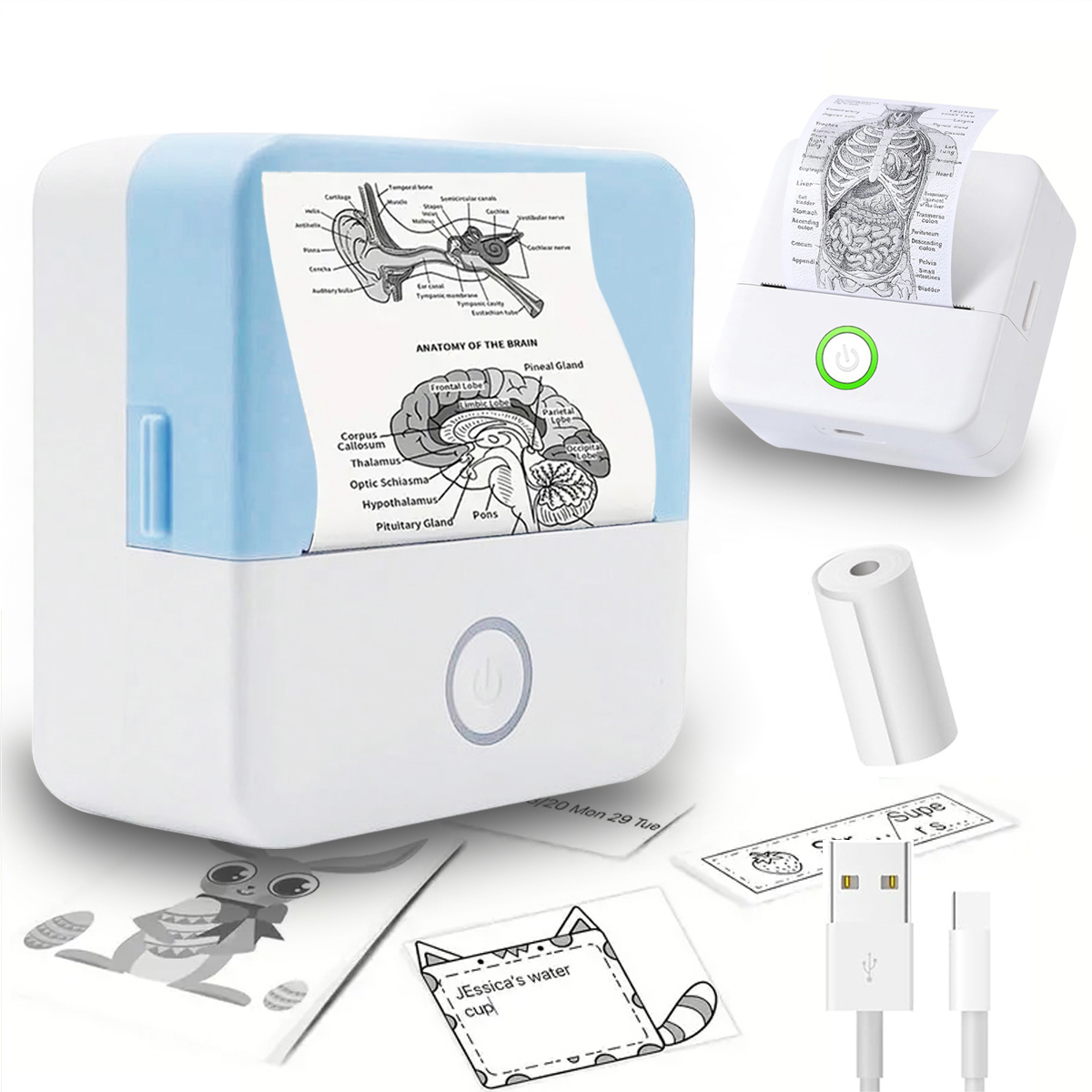 Mini HD draagbare label thermische printer Uithoudingsvermogen Bluetooth-printer voor studentenfout Titel Opmerking Verkeerde zak Inktloos afdrukken