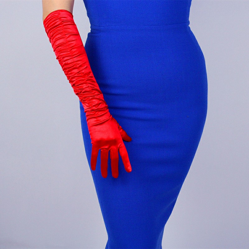 Guantes largos de dedo completo para mujer, manoplas de color Burdeos y plateado, longitud hasta el codo, rojo y negro, ideal para fiestas nocturnas, ST323, novedad, 1920