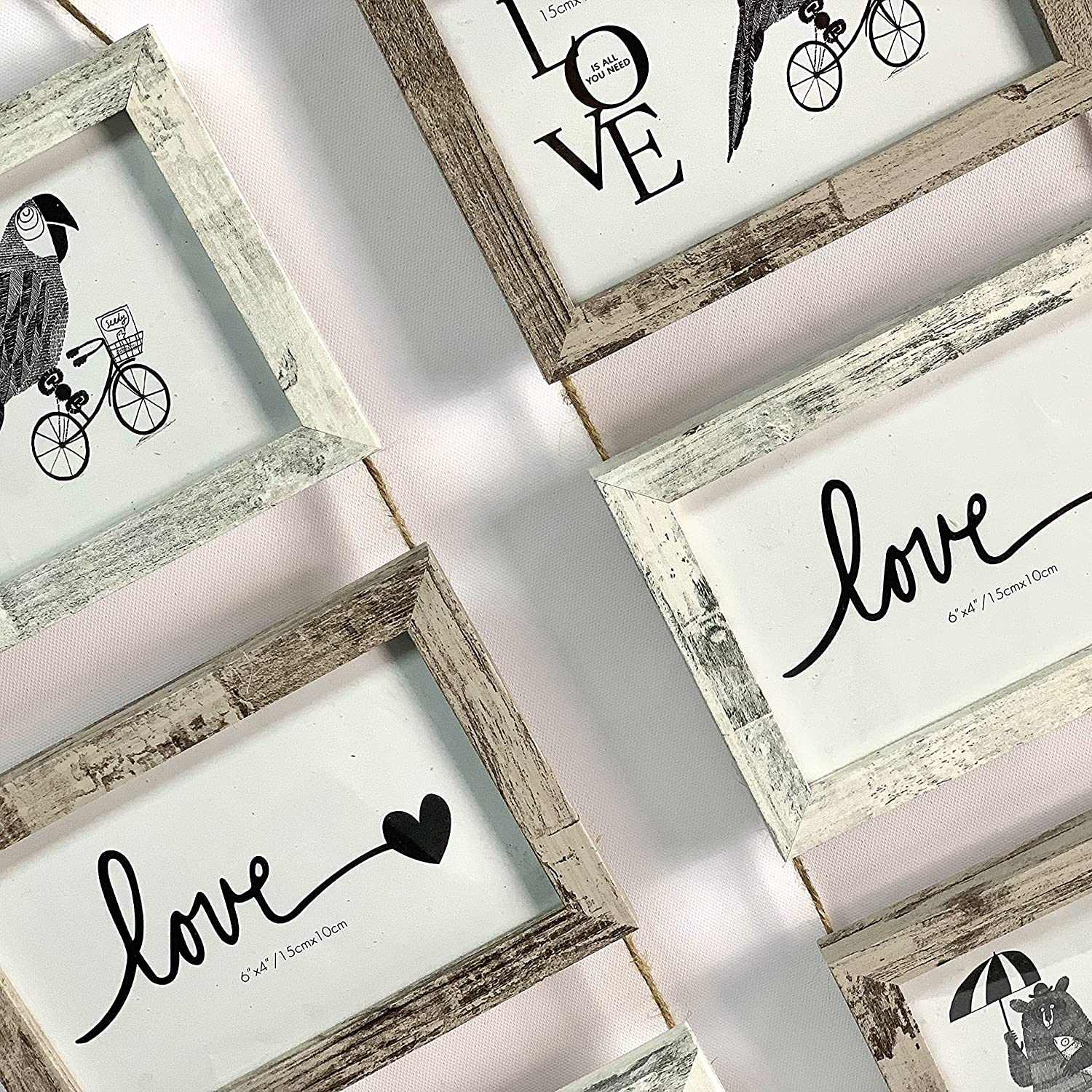 Set wooden Triple photo frames for wall hanging-Original Collage for Photos 10x15 cm