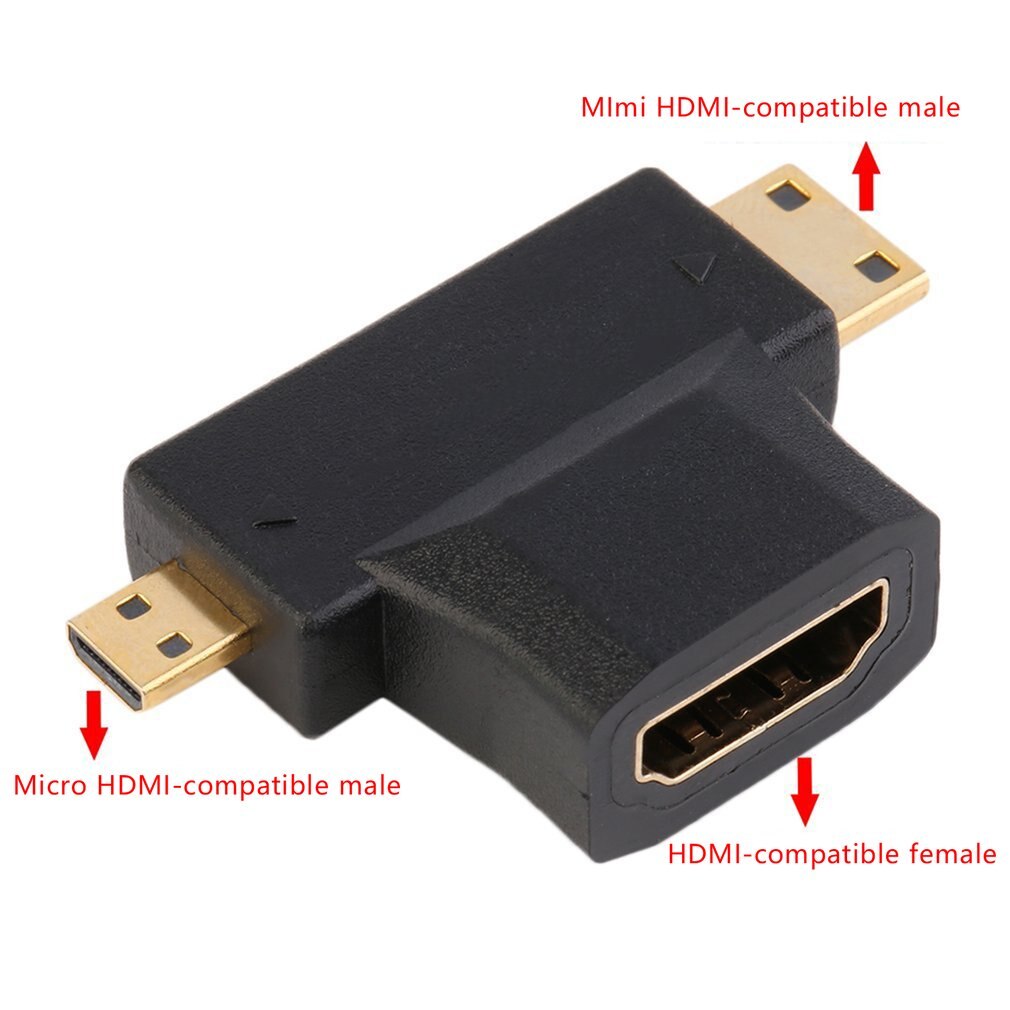 Nero compatibile HDMI tipo A femmina A maschio Mini compatibile HDMI tipo C + maschio Micro HDMI-adattatore tipo D compatibile