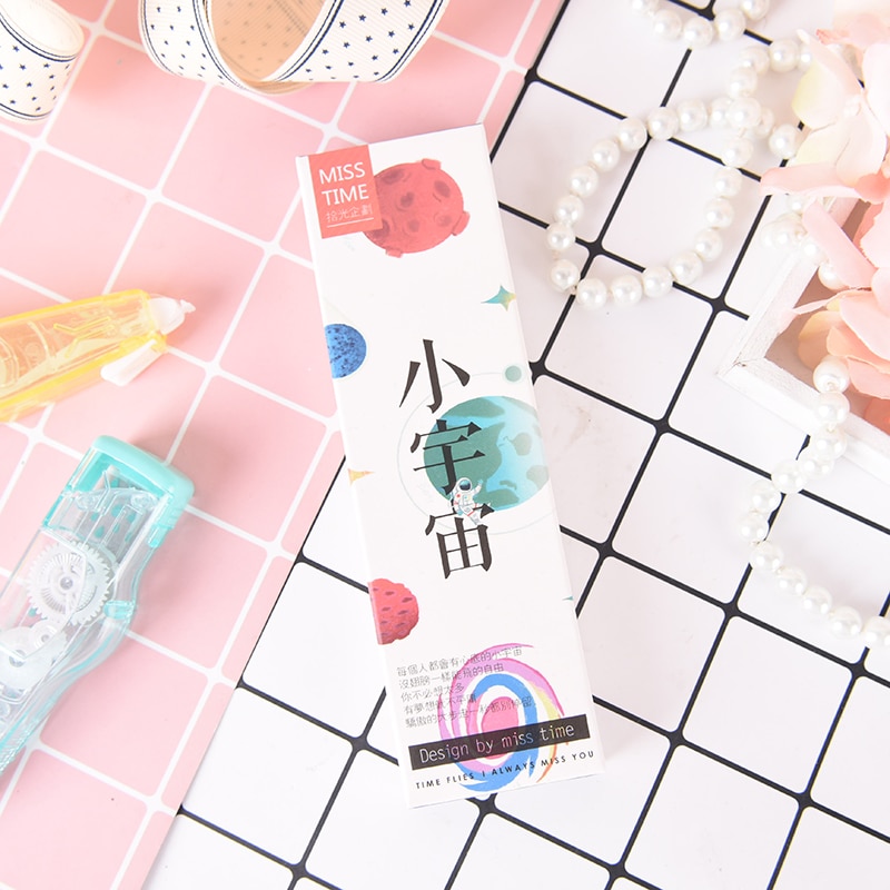 30pcs Little Galaxy Space Bookmarks Alien Planet Message Card Bookmark Kids School Bookmark Supplies