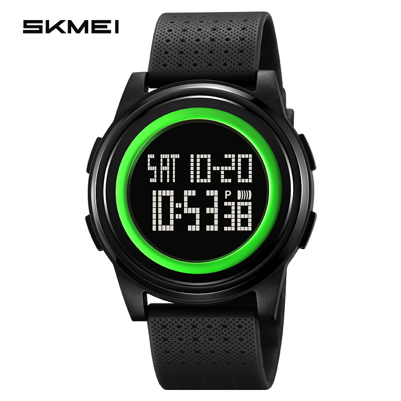 Skmei Men's Watch Personality Large Dial Electronic Watch Unisex Student Sports Multi-Function Waterproof Electronic Watch: Gold