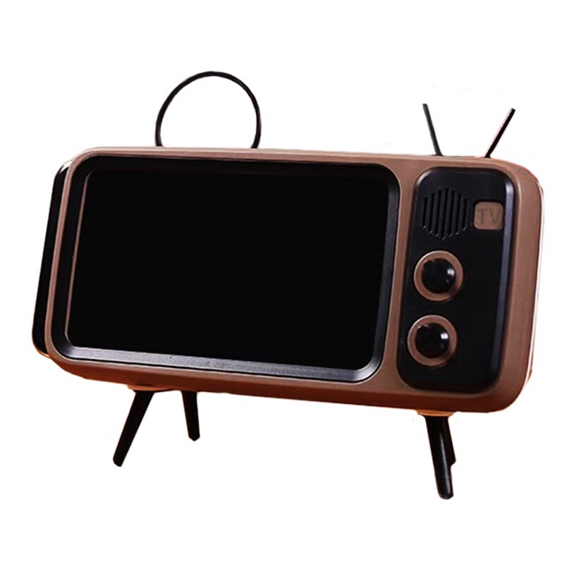 Mobiele TV Bluetooth speaker Draagbare Mini speaker Draadloze Stereo Muziek Surround Bass HiFi Geluid Retro speakers voor mobiele telefoons: Brown