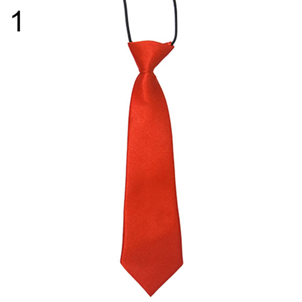 Barn slips färgglad tillbehör skolpojkar barn baby bröllop bankett enfärgad elastisk slips för fest bra: Röd