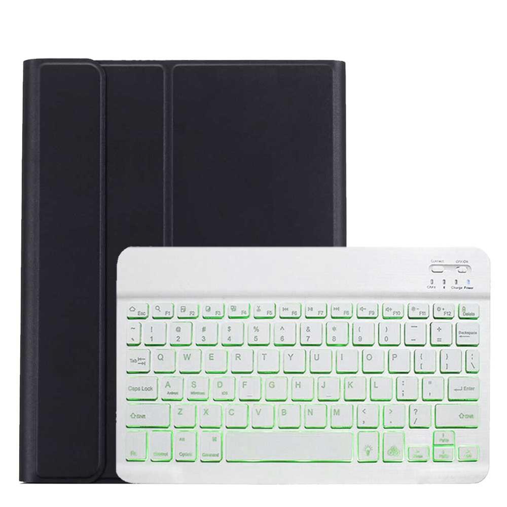 For iPad Pro 11 Keyboard Cover Backlit Wireless Keyboard for iPad Pro 2nd Gen 11" Tablet Funda PU Leather Flip Stand Case: Backlit-Black-White