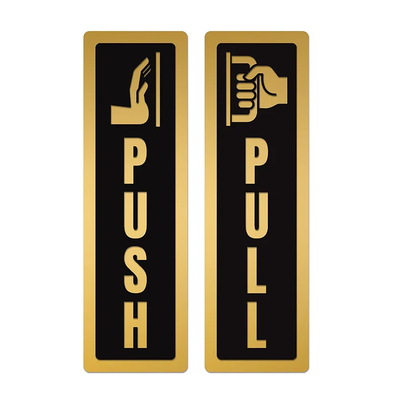 Señal de puerta de empuje y tracción, pegatinas de pared de espejo 3D, letras, calcomanía de símbolo de empuje y tracción para tienda, Hotel, restaurante, cafetería, banco, centro comercial, decoración