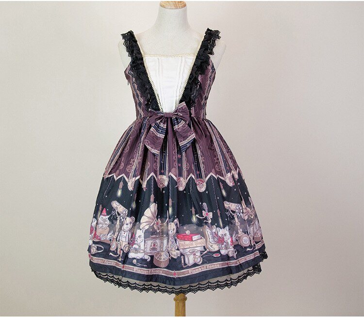 Steampunk vintage langærmet lolita kjole japansk op lolita kjole kvinder sommer jsk lolita kjole til kvinder plus str.: Mørk jsk / L