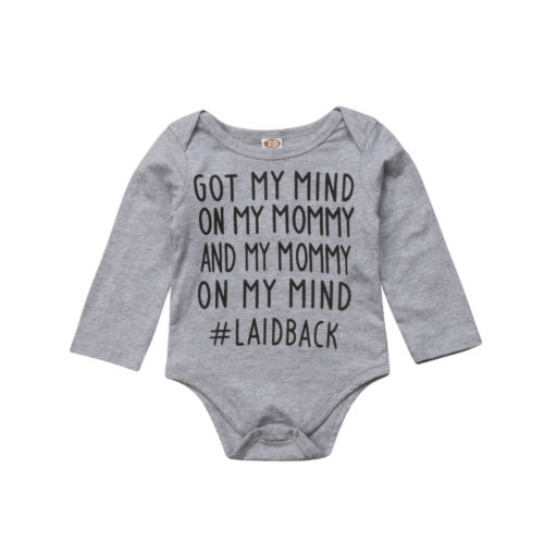 Infant Kid Baby Boy Girl Romper Letter Long Sleeve Jumpsuit Playsuit Outfit Cotton Clothes
