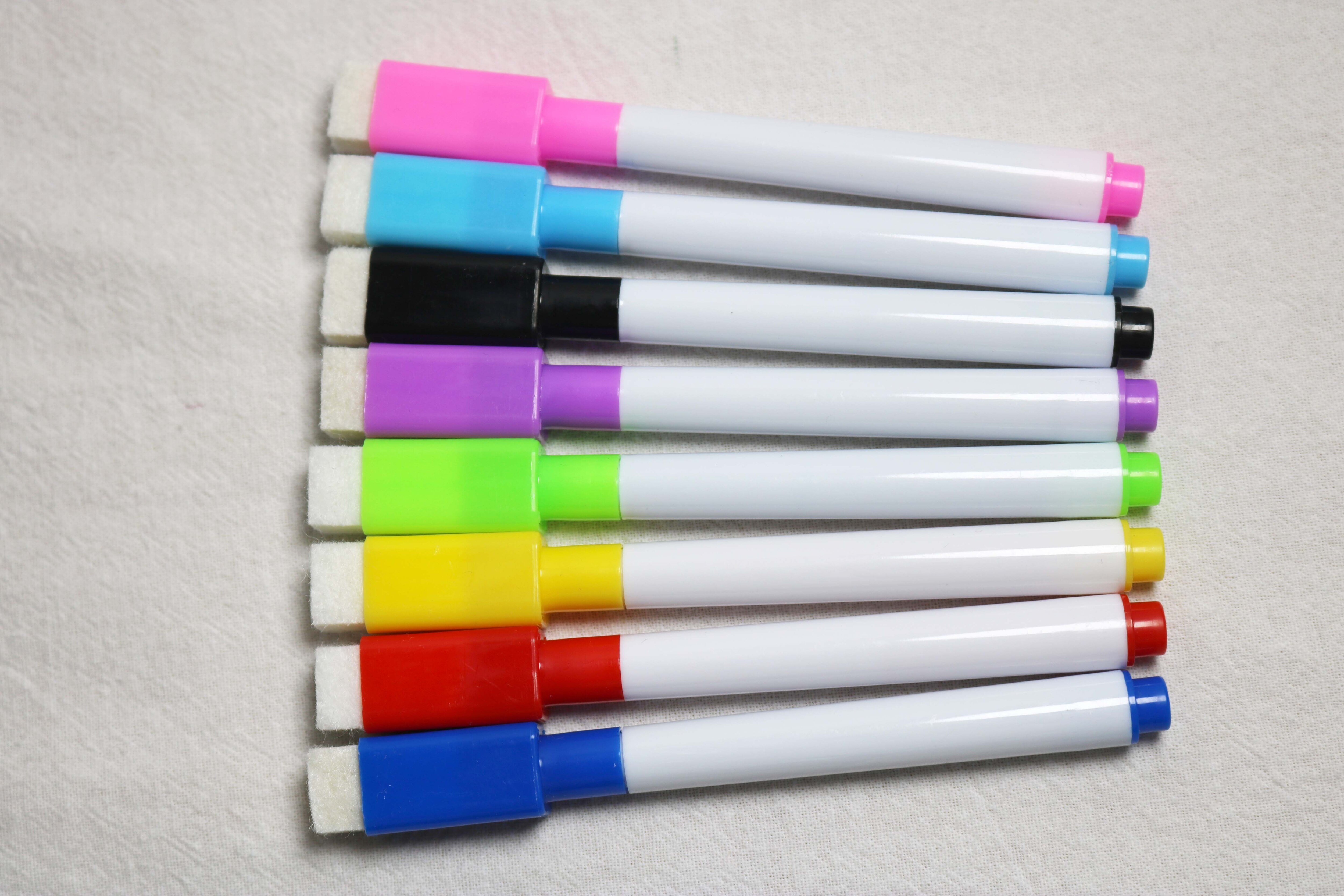 8 Stks/partij Kleurrijke Whiteboard Pen Droge Whiteboard Markers Met Gum Voor School Student Of Kinderen Tekening