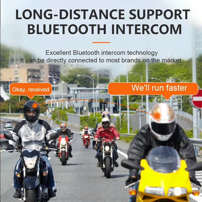 Kebidumei Bluetooth 5.0 Motorcycle Helmet Headset Headphone 800m Intercom speakers Wireless Motobike Hands-free Stereo Earphone