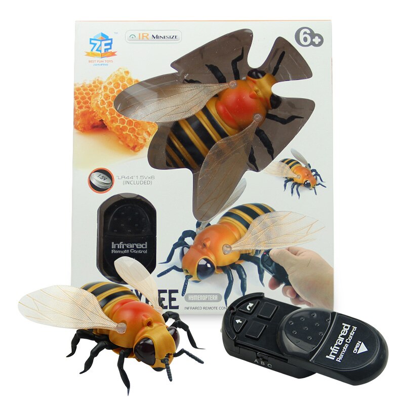 [Funny] Trick toys Remote control animal LED light IR RC insects bee honeybee electronic pet robot model Prank toy joke toy