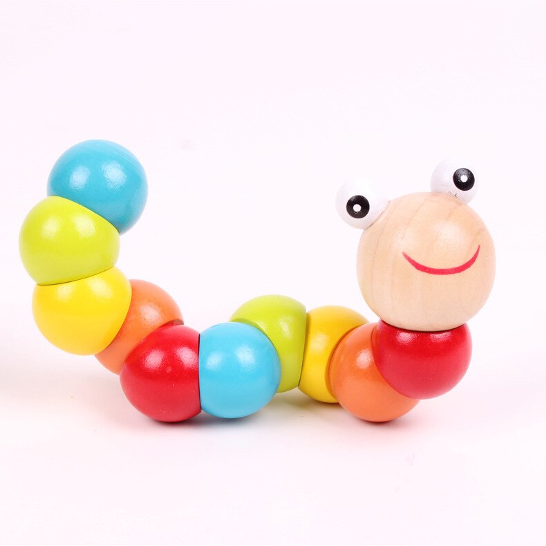Kindergarten Wooden Variety Color Twisted Macarons Caterpillar Young Children Intelligence Wooden Toys DIY