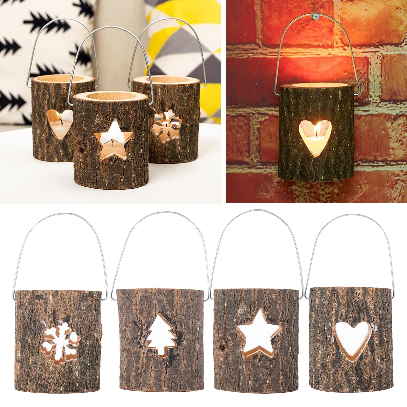 Romantyczne świeczniki na małe świeczki dekoracyjne drewno świeca robić podgrzewacza uchwyt na wystrój domu stół ozdoby na biurko 10x8, 5x8cm