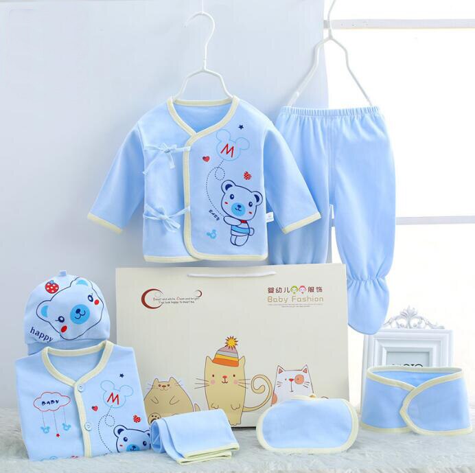 Ensembles de vêtements pour bébés | Ensemble en coton, pour -né fille garçon, chemise + pantalon + barboteuse + chapeau + culottes, ensemble de 7 pièces: CJM029B