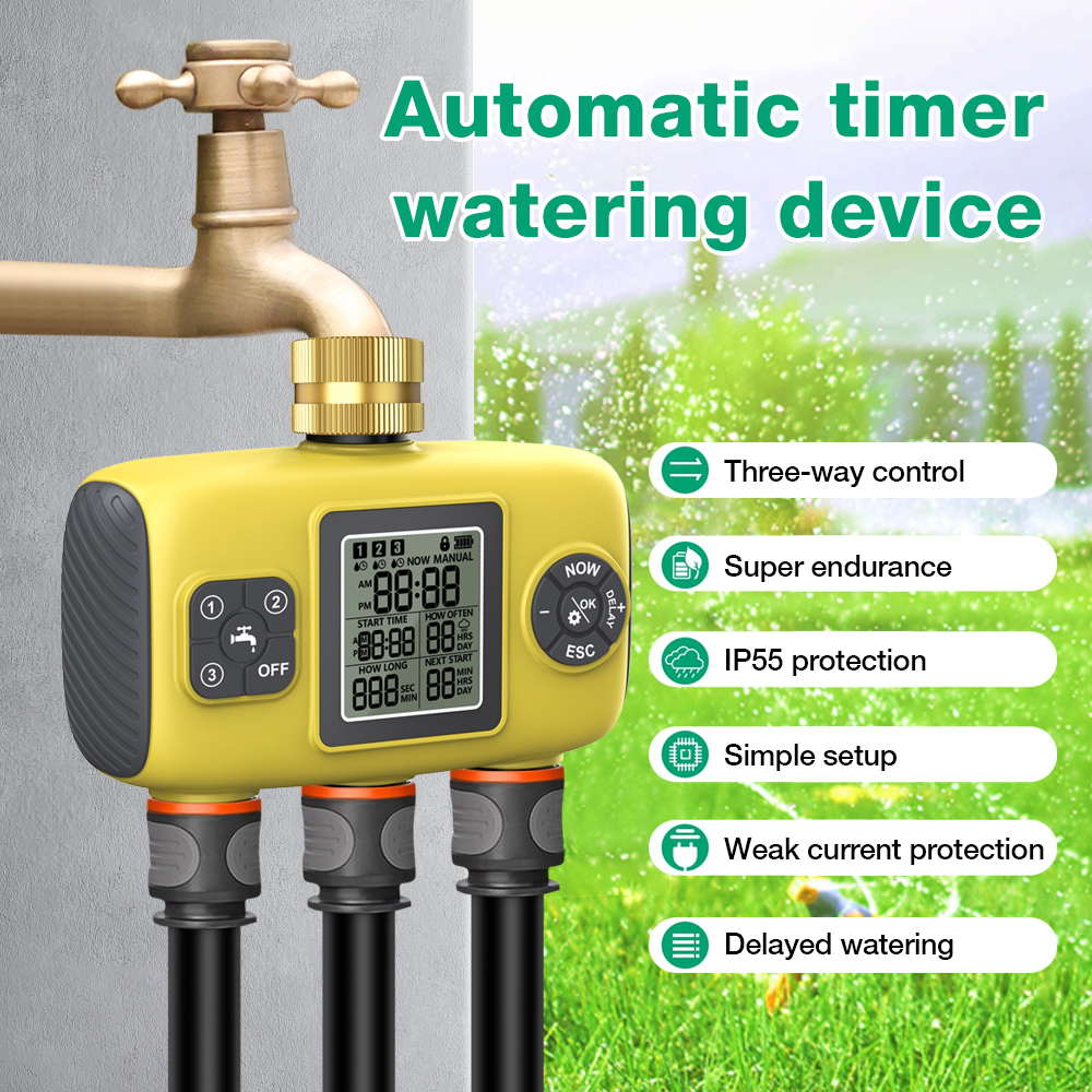 Automatischer Bewässerungstimer für Gartenpflanzen, intelligenter Bewässerungs-zeitliche Koordinierung-Regler für Höhle Außenbereich, programmierbares Bewässerungssystem mit 1/2/3 Ausgängen
