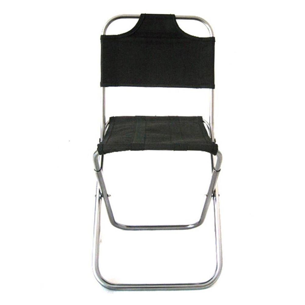 Ultralight Portable Folding Outdoor Fishing Camping BBQ Black Aluminum Backrest Stool