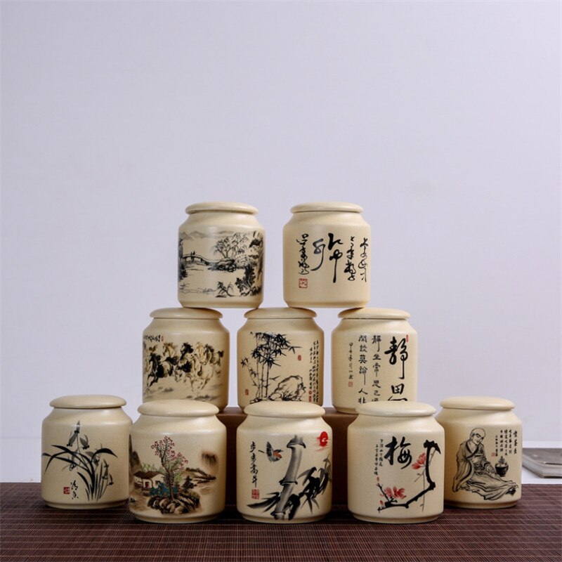 Ceramic Tea Caddies Tea Can Chinese Kung Fu Canister Tea Set Accessories Storage Jar Food Container Home Office Teaware