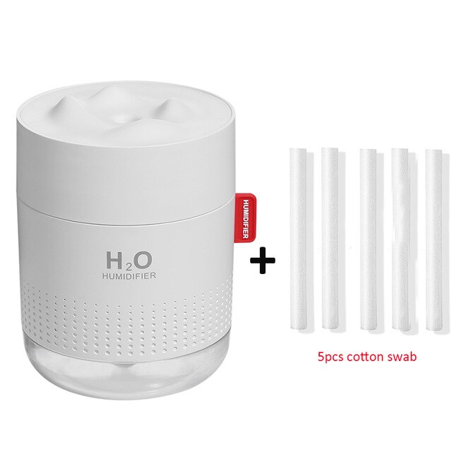 Draagbare Ultrasone Luchtbevochtiger 500Ml Sneeuw Berg H2O Usb Aroma Air Diffuser Met Romantische Nacht Lamp Humidificador Difusor: white and 5filters