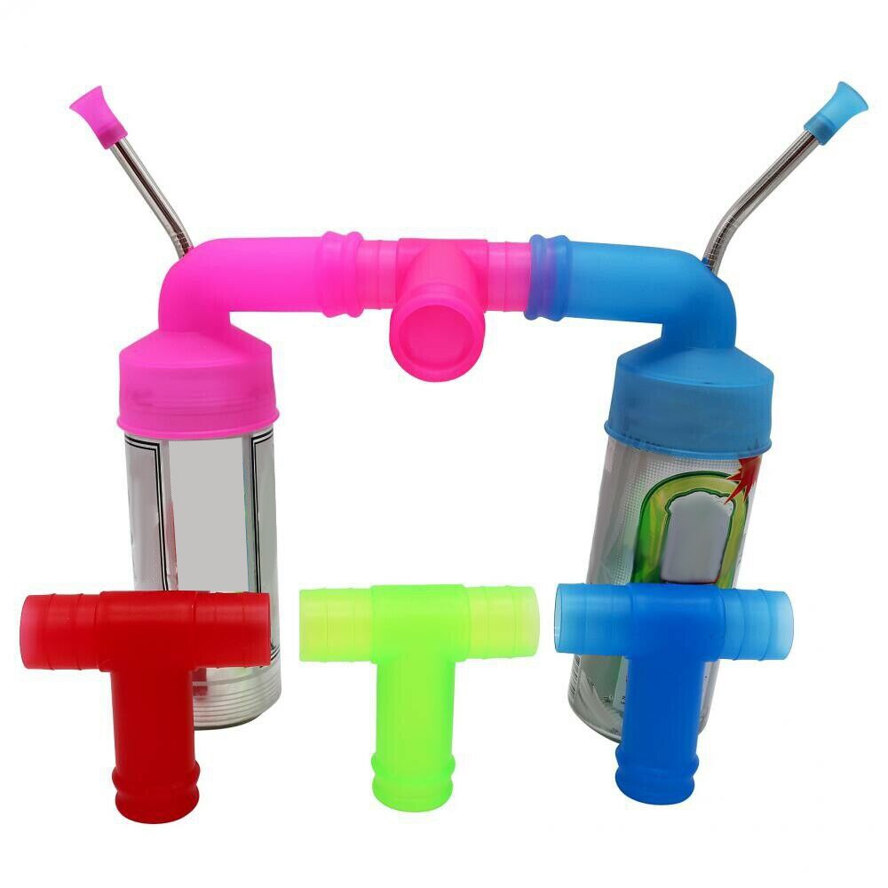 Beer Drinking Snorkel Three Way Pipe T Branch Pipe Double Bottle Drinker Connector For Parties Birthdays Kitchen Bar Drinker