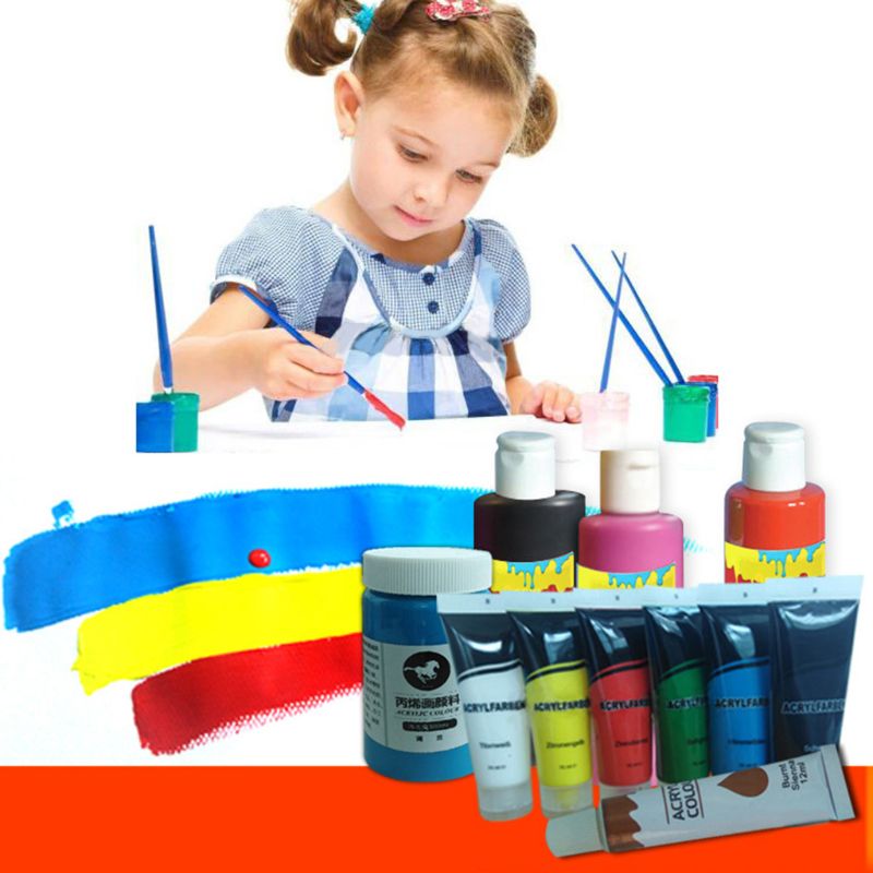 12 Colors 12ML Tube Acrylic Paint set Art Painting Drawing Tools For Kids DIY Water-resistant