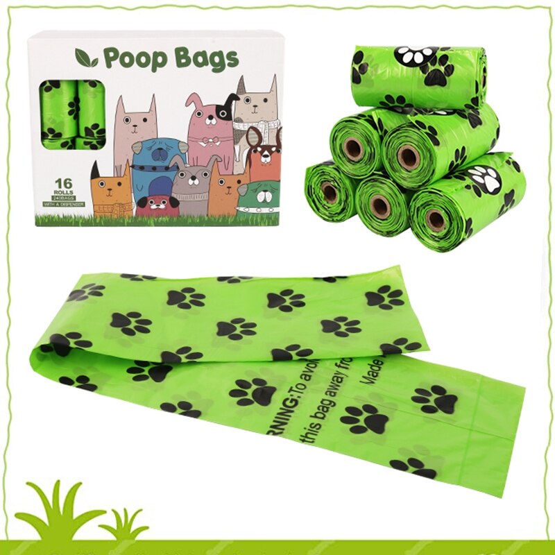 Dog Poop Bag Biodegradable Leak Proof Green Dog Waste Bags &amp; Dispenser Eco Friendly Pet Puppy Outdoor Garbage Pooper Clean Bag