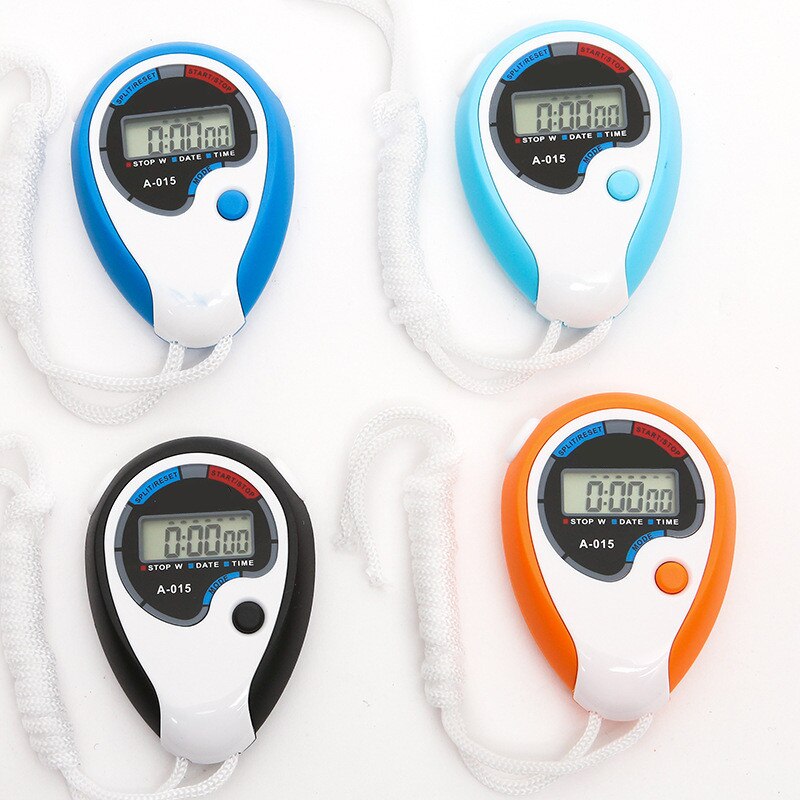 Classic Digital Handheld LCD Chronograph Sports Stopwatch Timer Stop Watch With String