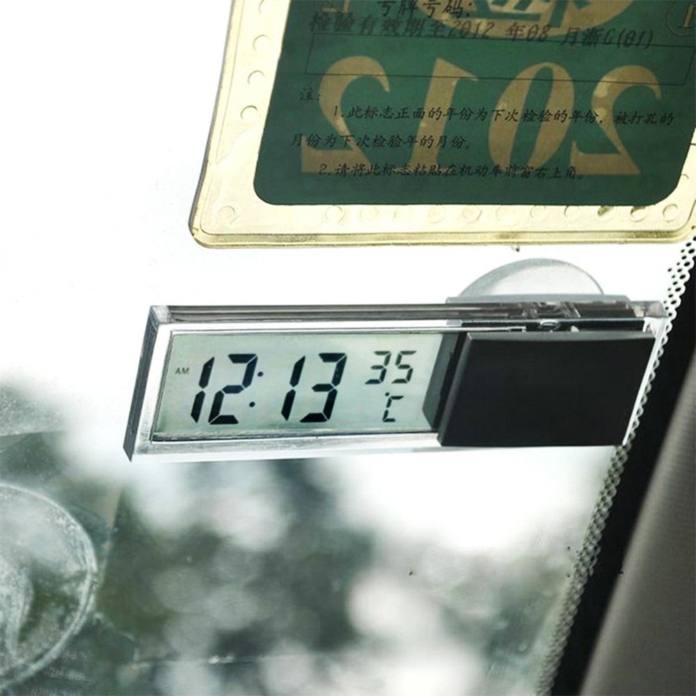 2-in-1 auto-autoklok LCD digitale thermometer Sucker-type klok transparant