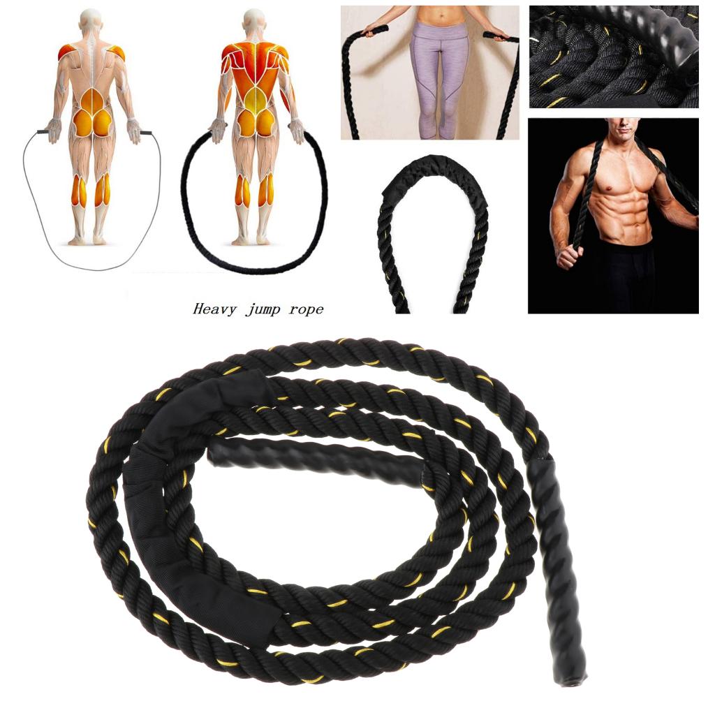 Heavy Weighted Jump Rope Jumprope 9.8ft Training Equipment Battle Power Rope Skipping Rope for Fitness Exercise Workout Training: Black Ordinary Style