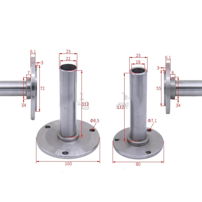 Diámetro del eje del husillo, 25mm, agujero pasante 18mm, brida de mandril, adaptador de Base de placa trasera compatible con K11/K71-80 80mm
