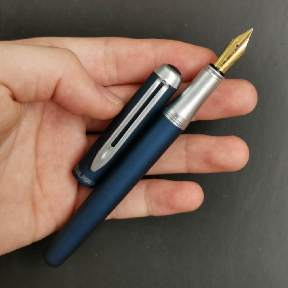 Old Stock Fuliwen Fountain Pen Matte Dark Blue Ink Pen Medium Nib Business Stationery Office school supplies Writing