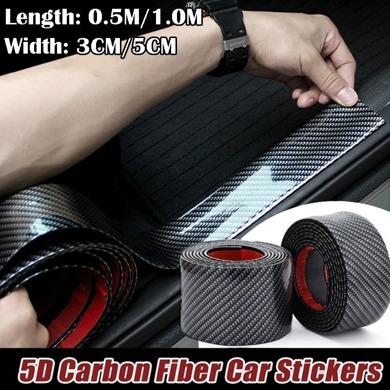 Autocollants pour pare-chocs de voiture, Film de protection anti-rayures, en Fiber de carbone, pour carrosserie