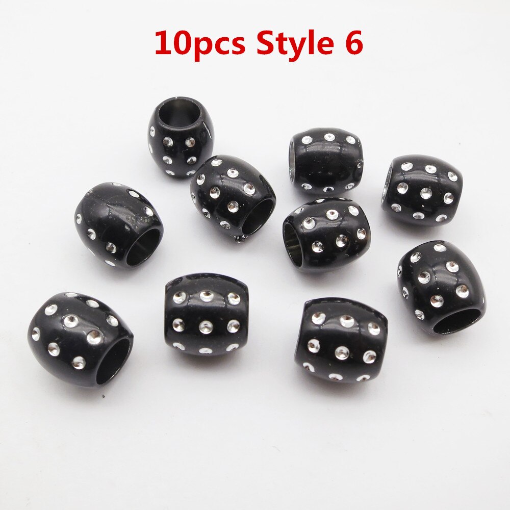 10pcs-20pcs coloured Crochet Braids hair dread dreadlock beads tube rings for Braiding Hair accessories for kids girls women: 10pcs Style 6