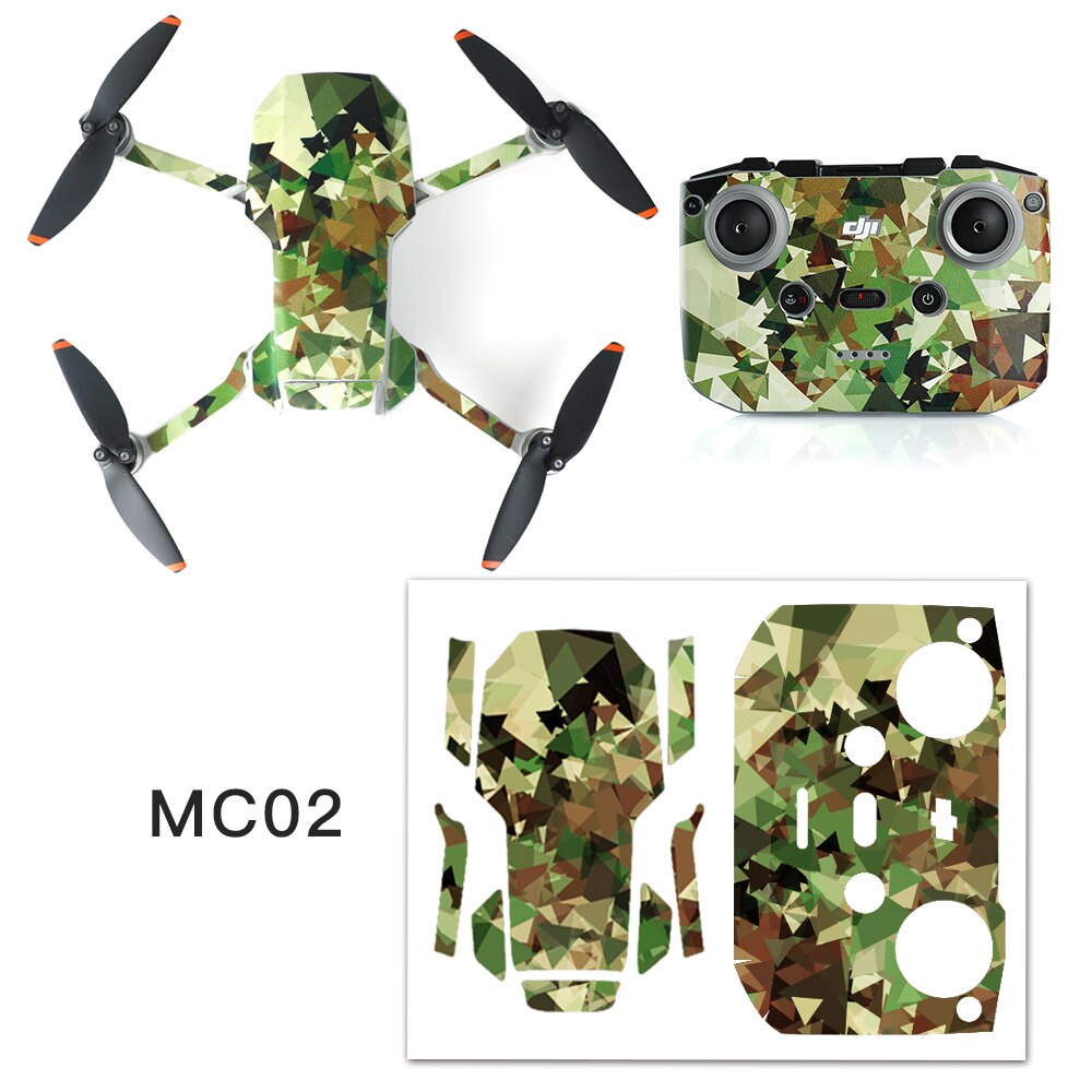 Wasserdicht DJI Mini 2 PVC Aufkleber Drohne Körper Haut Arm Fernbedienung Decals für DJI Mavic Mini 2 Fliegen Mehr combo Zubehör: MC02