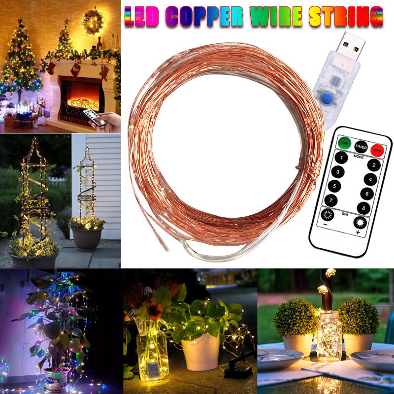 USB Firefly Bunch Lights Copper Wire 8 Modes Twinkle Lights with Remote Control DTT88