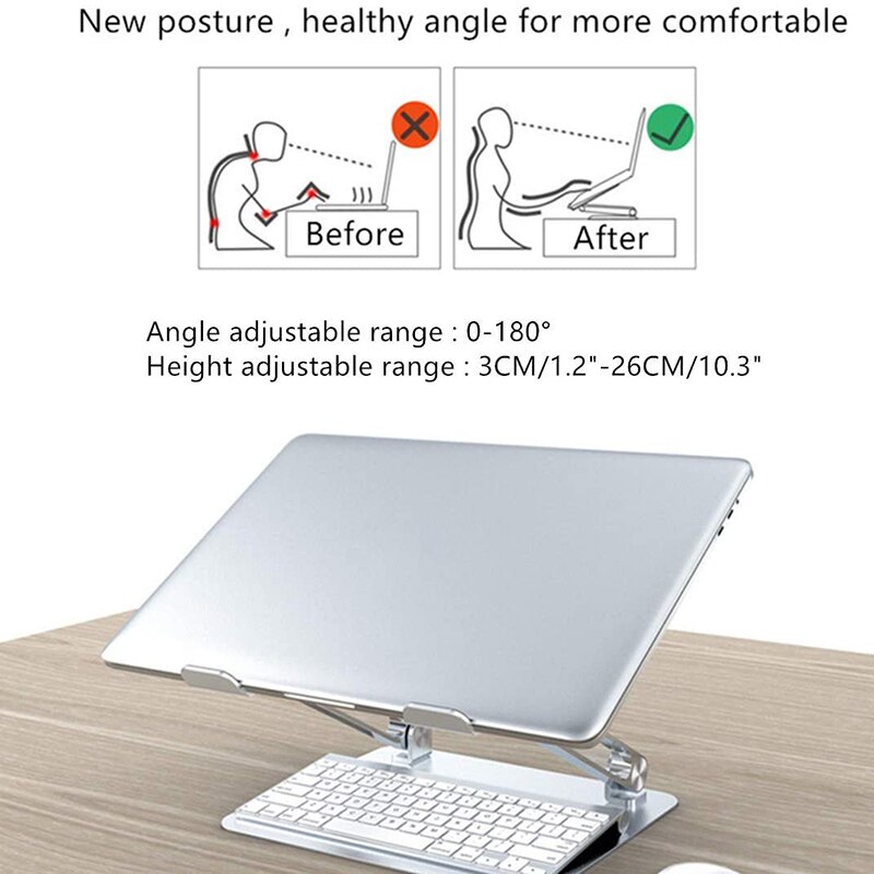 Verstelbare Laptop Stand Voor Ventilatie Draagbare Anti-Slip Ergonomische Aluminium Computer Mount Voor Laptops Onder 16 Inch