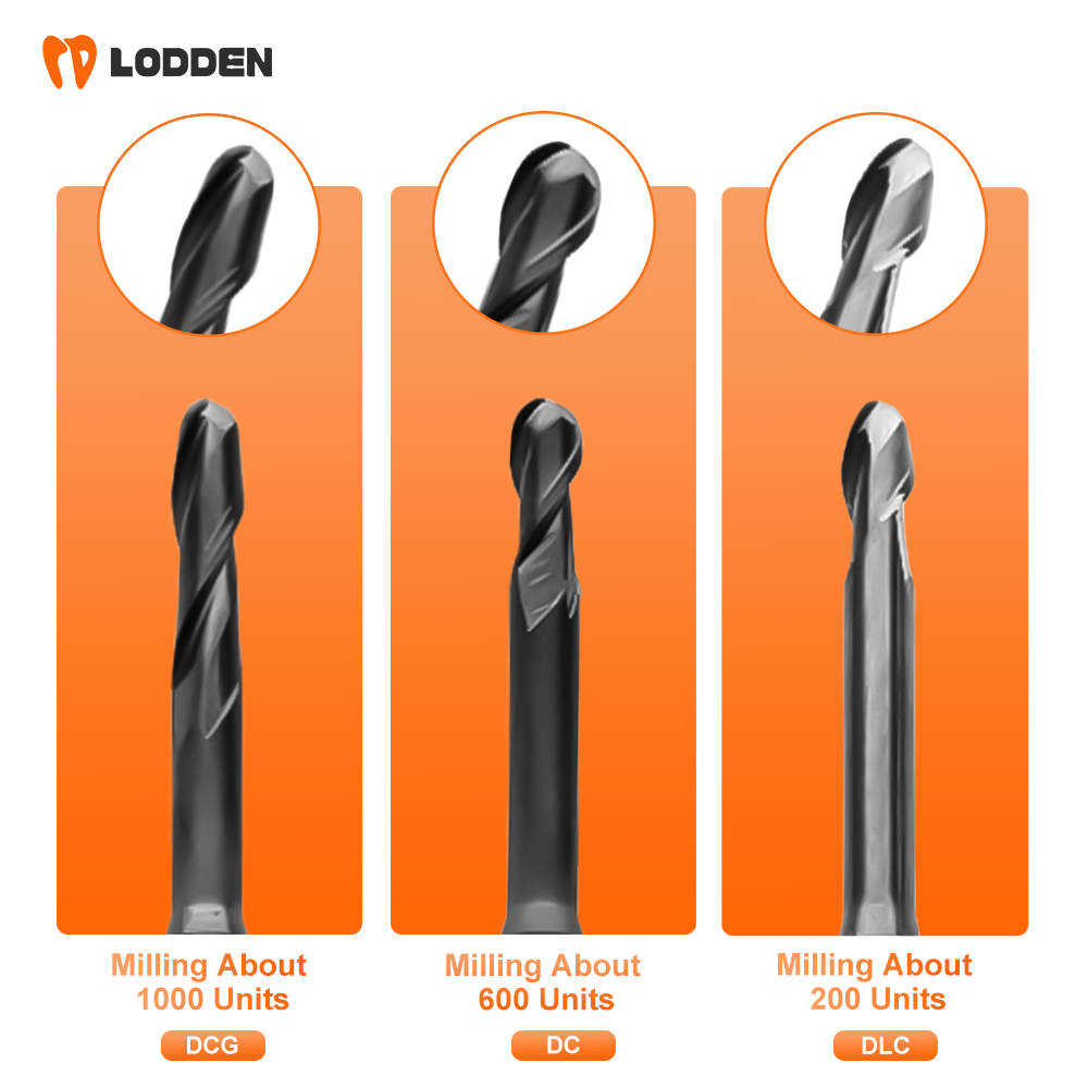 UP3D P52/P53/P55D Zirconia Milling Bur D4 Shank DLC/DC/DCG Diamond Coating 50mm Length 0.3/0.6/1.0/2.0mm UP3D Dental Milling Bur