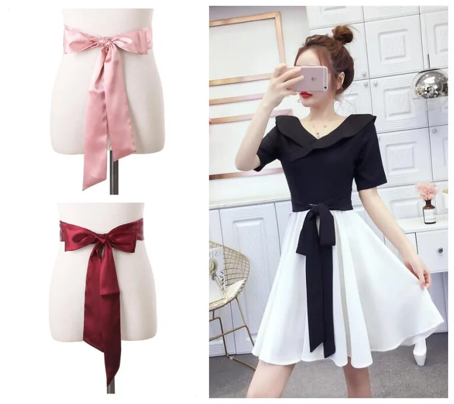Accesorios de ropa suave para mujer, cinturón de bufandas de seda, cinta de Color sólido para vestido, bufanda larga de gasa para mujer, cinturones con lazo de 180cm
