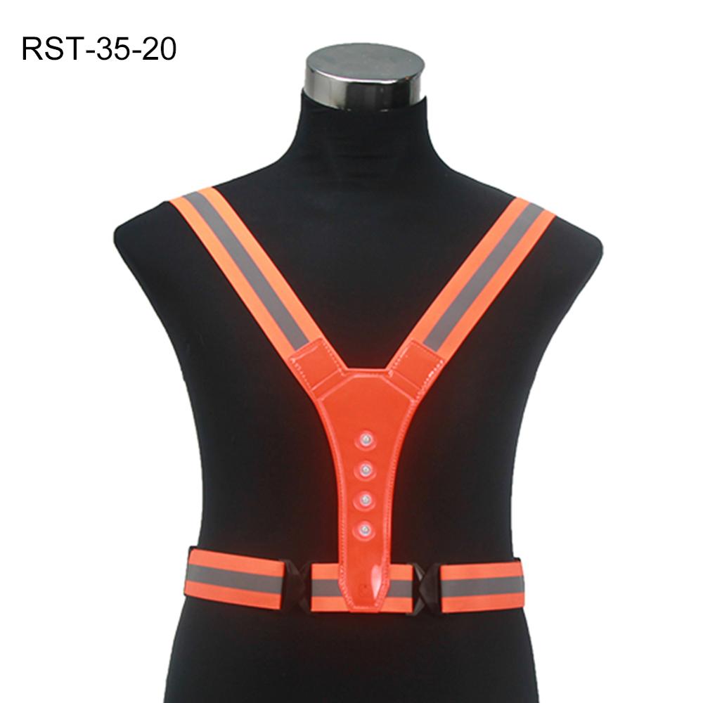 LED Cycling Vest High Visibility Outdoor Running Cycling Reflective Safety Vest Adjustable Elastic Strap Fluorescence Work Whole: Orange