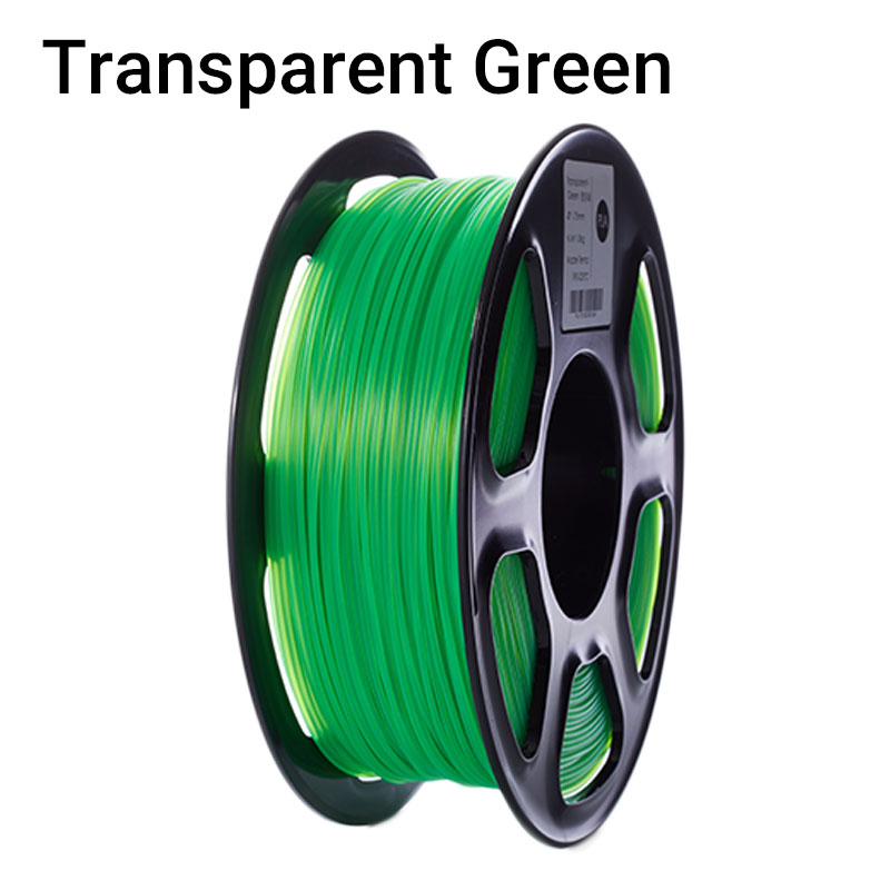 TOPZEAL Transparent Clear PLA Plastic for 3D Printer 1.75mm 1KG Spool PLA Filament 3D Printing Material, PLA Transparent Series: Transparent Green