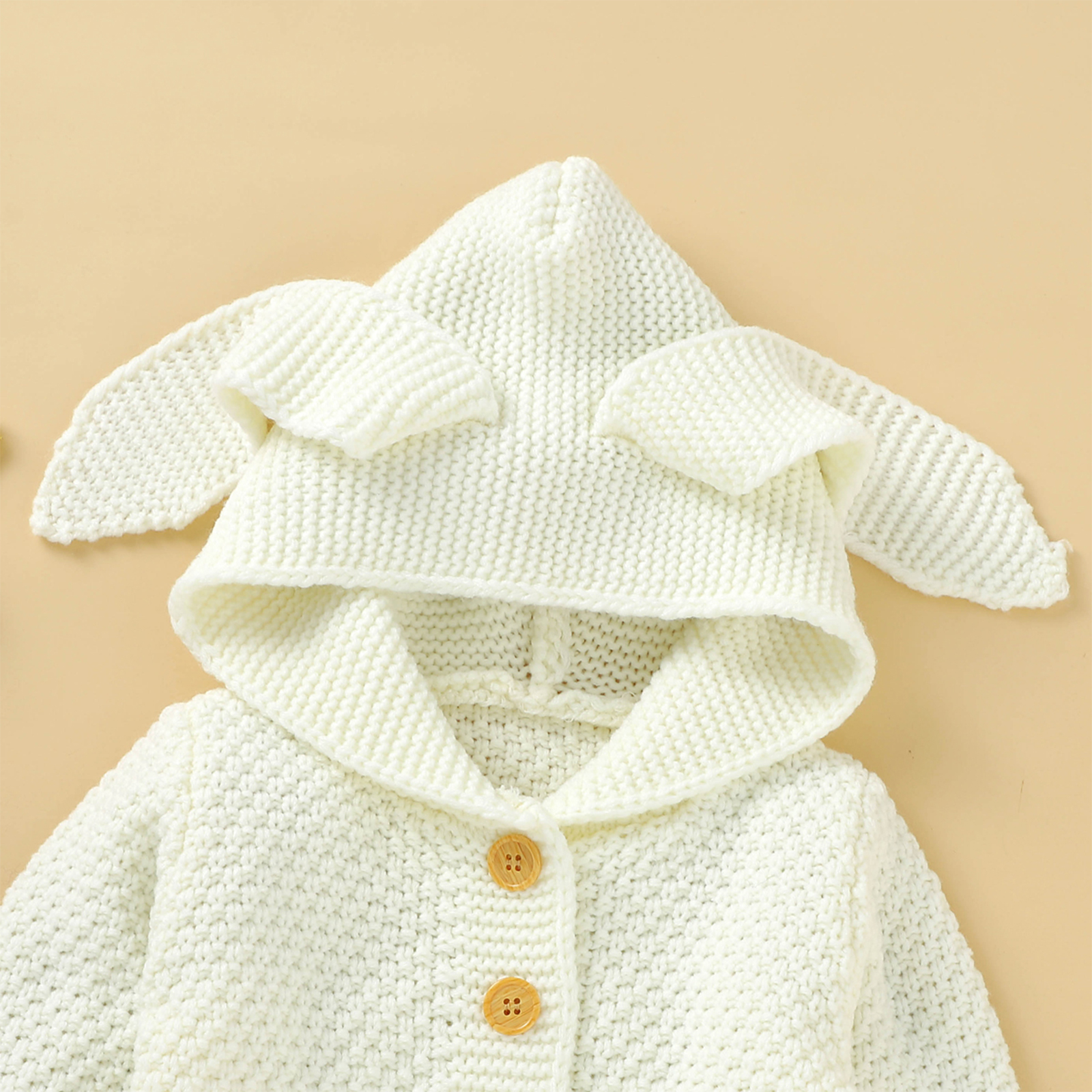 Baby Meisjes Lange Mouwen Gebreide Vest Effen Kleur Konijn Oor Hooded Trui Jas Single-Breasted Herfst Casual Truien