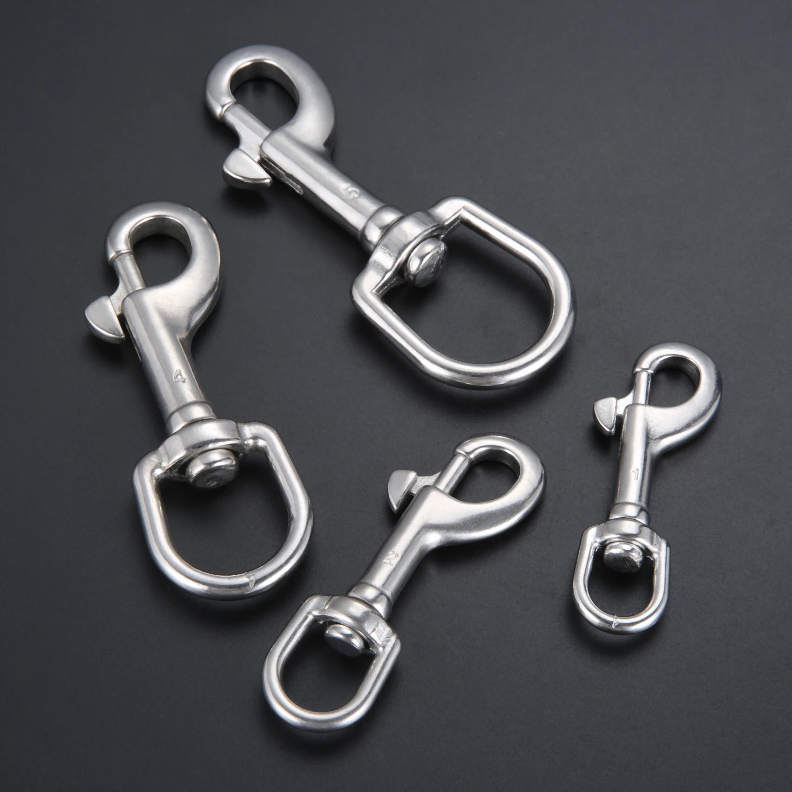 1pc Swivel-Eye Bolt Snap Hook Marine Grade 316 Stainless Steel Rotate Oval Ring Spring Loaded 65/72/91/100mm Pet Leash Diving