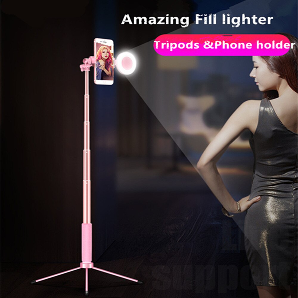 Selfie Stick LED Ring light Extendable live Tripod 1.7m Stand 4 in 1 With Monopod Phone Mount for iPhone X 8 Android smartphone