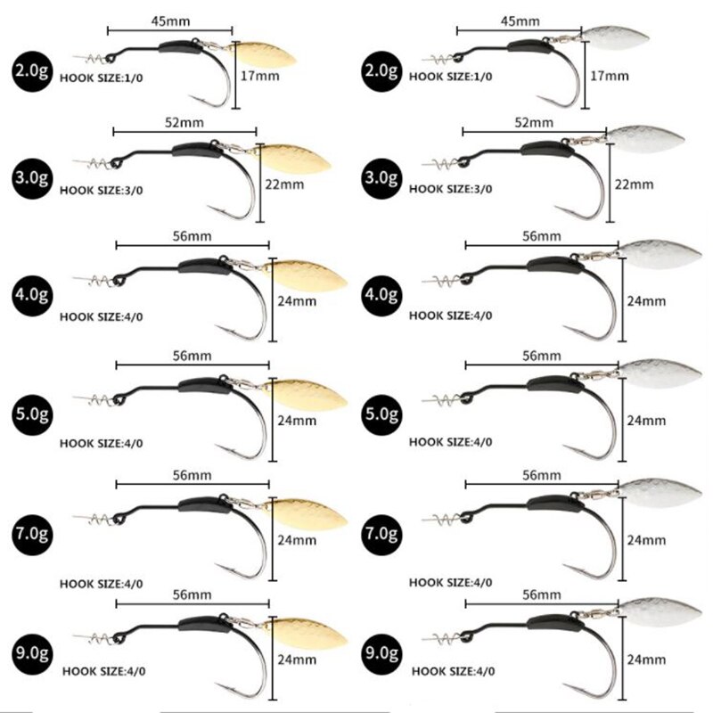 3pcs/lot Weighted Underspin Swimbait Hook 2g-9g Twistlock Weighted Crank Hooks with Willow Leaf For Soft Fishing Lures