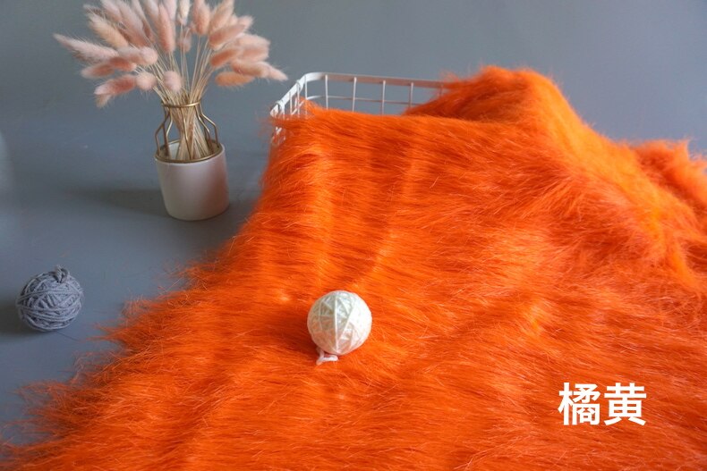 12 Cm Top Een Faux Bont Knuffel Stof 160 Cm Breedte Luxe Lang Haar Faux Fur Stof Voor Handgemaakte naaien Kleding Pop Bont: orange