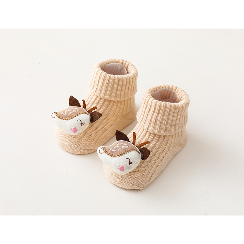 Karikatur Puppe Anti Unterhose Baby Socken Nette Herbst Winter Warme Kleinkind Kleinkind Socken Weiche Elastische Neugeborenes Mädchen Jungen Boden Socken: khaki Hirsch