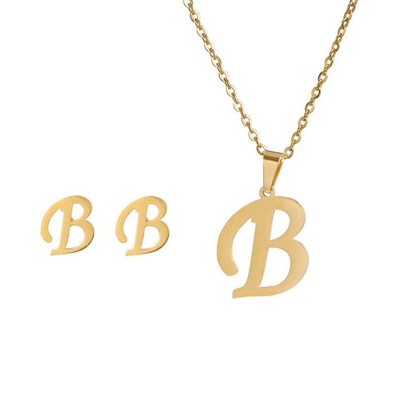 Edelstahl A-Z Alphabet Initial Halskette 26 Englisch Buchstaben Ohrringe Halskette Für Frauen einstellen Personalisieren Schmuck