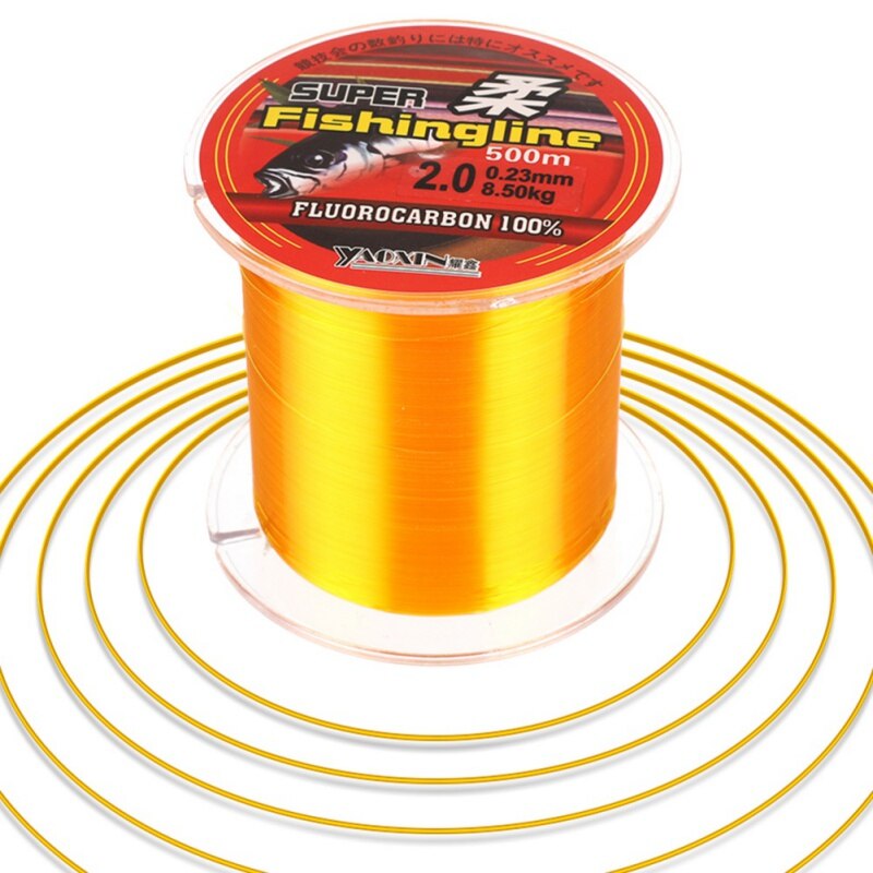 500M Nylon Fishing Line Fluorocarbon Coated Monofilament Fishing Leader Line Carp Fish Wire Fishing Accessories Golden