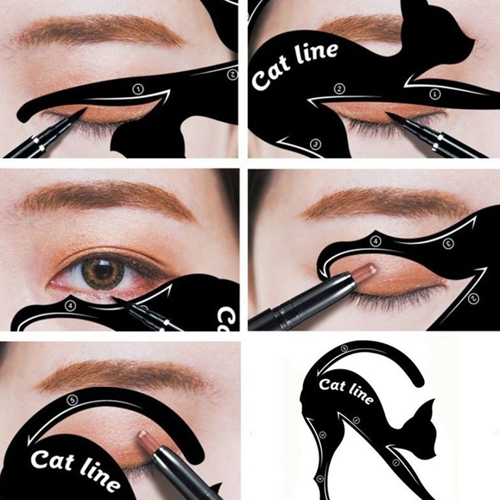 2 pièces multifonction oeil de chat ligne pochoir Eyeliner modèles Shaper PVC chat maquillage beauté outils