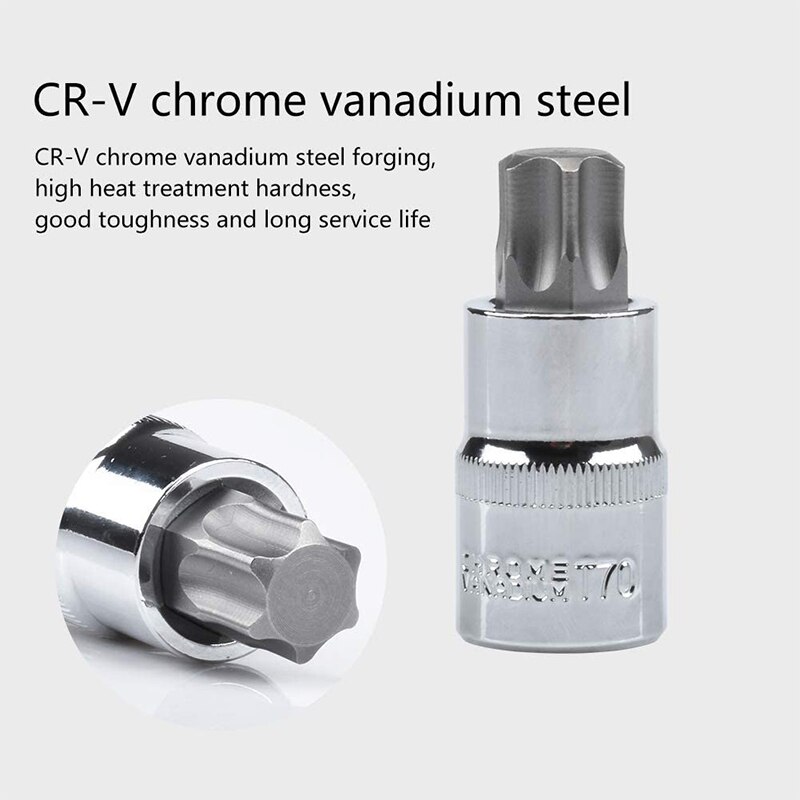 Socket Set,Hexagon Socket Bolt Set,Steel Bit Socket Tool Kit,13-Piece Torx Bit Socket Set T8-T70